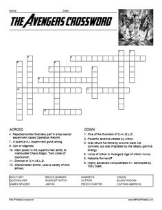 the avengers crossword is shown in this printable word searcher for kids and adults