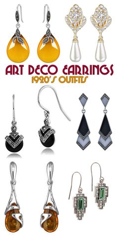 No Downton Abbey, Great Gatsby, 1920s party outfit is complete without a pair of Art Deco inspired earrings. Finding a pair of old earrings from this era may be a challenge (+ expensive), but there are plenty Art Deco Jewellery items found in todays stores cheaply. Looking for ideas, then these would all be of the Era. Roaring Twenties and coming again. Plan your Halloween and New Years Eve 20's theme party now. #roaring20s #downtonabbey #greatgatsby #artdeco #halloween #affiliatelink #party 1920s Party Outfit, 20s Theme Party, Christmas Party Inspiration, Old Earrings, Speakeasy Party, Art Deco Jewellery, Flapper Party