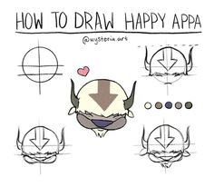 how to draw happy appa with different shapes and sizes, including an arrow in the center