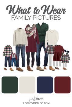 an image of family pictures with the text what to wear family pictures in different colors