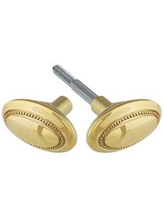 pair of gold plated cufflinks with beading on each end and a screw in the middle