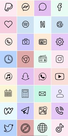 different types of social icons are shown in black and pink colors, including one with the letter