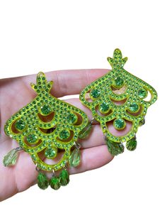 Vintage Rhinestone Lucite Lime Green Electric Runway Blingy Clip on Earrings Dangle 3 3/8 - Etsy Green Crystal Pierced Earrings For Party, Green Pierced Chandelier Earrings For Party, Green Chandelier Pierced Earrings For Party, Fort Sill, Green Electric, Best Birthday Gifts, Vintage Rhinestone, Earrings Dangle, Vintage Pink