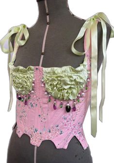 Spring Coquette Underbust Corset, Spring Underbust Coquette Corset, Fitted Overbust Spring Corset, Feminine Fitted Corset With Boned Bodice, Fitted Spring Bodice With Corset Back, Feminine Fitted Overbust Bodice, Lined Overbust Bodice For Spring, Spring Fitted Boned Bodice, Spring Corset With Boning