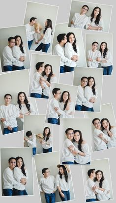 a collage of people posing for pictures with their arms around each other and smiling at the camera