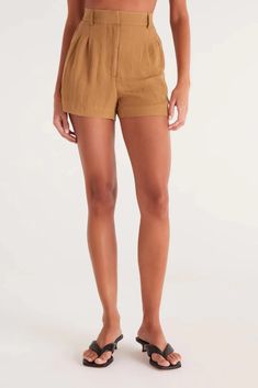 High rise and chic, these shorts will be your new go-to for interviews, special occasions and beyond! Made using Z Supply's Airy Flat Rayon fabric, this belted short has a relaxed fit with pleating details and pockets. It pairs easily with Essential tee or tank. True to size 90% Rayon, 10% Nylon Belted Paperbag Waist Shorts For Work, Relaxed Fit Paperbag Waist Shorts, Chic Pajama Shorts, Chic Relaxed Fit Shorts With Elastic Waistband, Belted Linen Shorts For Summer, Spring Relaxed Fit Paperbag Waist Shorts, Spring Paperbag Waist Relaxed Fit Shorts, Trendy Tie Waist Shorts, Chic Pajama Shorts With Elastic Waistband