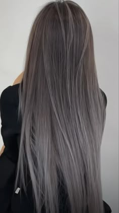 Ashy Gray Balayage, Ash Mushroom Brown Hair, Grey Ash Hair, Brown To Silver Ombre, Dark Ash Balayage, Ash Blonde Balayage Asian, Ash Brown Grey Hair, Highlights Ash Brown Hair, Ash Gray Balayage