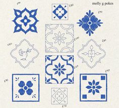 an image of some blue and white tiles