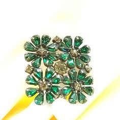 In great vintage condition. Very unusual and unique! Clearly stamped! Please look at the pictures for details and condition because the exact item pictured is the exact item that you will receive. Victorian Green Collectible Brooches, Vintage Green Brooch Jewelry, Antique Green Brooches For Wedding, Green Flower-shaped Brooches For Weddings, Retro Green Brooch Jewelry, Vintage Green Brooch For Formal Occasion, Green Vintage Brooch For Formal Occasions, Vintage Green Brooches For Formal Occasions, Vintage Green Flower Shaped Jewelry