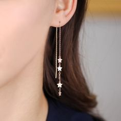 14K Gold & Dangle Star Gold Earrings  This product is specially prepared for you in the best gold workshops of the Grand Bazaar.  Material: 14K Gold Original Rose, Gold and White Gold options. Anti-allergic, Nickel and Cadmium free. Production in accordance with EU standards. Every purchase come with 2 Earring for you.  💛 Handcrafted 14K Gold Jewellery 🚚 Worldwide Shipping 🎁 Each of our packages is specially prepared for you as a gift package.   🌸Frequently Asked Questions  When are our prod Gold Earrings Models, Gift For Your Girlfriend, Gold Armband, Grand Bazaar, Gold Gift, Gifts For Your Girlfriend, Precious Gems, Gold Earrings Dangle, Earrings Dangle