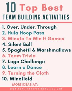 the top 10 best team building activities for kids to play with in their home or office