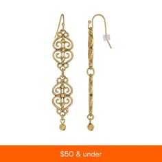 in stock Ornate Chandelier Earrings With Ear Wire, Gold Linear Earrings With Lever Back, Filigree Earrings, Fashion Jewelry Earrings, Gold Dipped, Online Earrings, Fashion Watches, Gold Earrings, Jewelry Watches