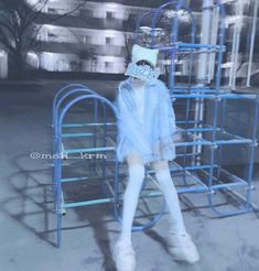 Cybercore Blue, Blue Room Decor, Baby Blue Aesthetic, Japanese Harajuku, Jirai Kei, Baby Blues, Character Poses