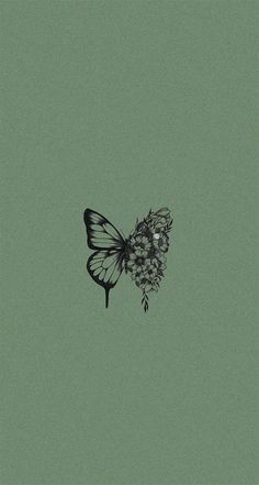 a black and white drawing of a butterfly on a green background with the words,