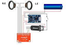 an electronic device is connected to a blue light and circuit with two wires, one plugged into the other