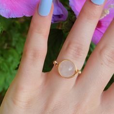 10mm rose quartz round gemstone bead hand-wrapped in gold wire. Wire Wrapped Ring, Wire Wrapped Rings, Hand Wrap, Affordable Jewelry, Detail Shop, Gold Wire, Wrap Rings, Jewelry Branding, Round Beads