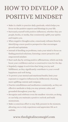 Developing a positive mindset is essential for a fulfilling life. Practice daily gratitude to focus on your blessings. Surround yourself with positive influences, like uplifting people and motivational quotes. Reframe negative thoughts to see challenges as growth opportunities. Start each day with positive affirmations to boost your confidence. Engage in joyful activities and practice mindfulness to stay present. Celebrate small victories to build momentum. Limit exposure to negativity, choosing instead to embrace inspirational quotes and content that foster success and optimism. Small Goals For The Day, Positive Mindset Practice, How To Change To A Positive Mindset, Change Negative Mindset Quotes, Start Each Day With A Positive Thought, How To Think Positive Tips, Reframing Negative Thoughts Quotes, Positive Mindset Exercise, Positive Mindset Tips