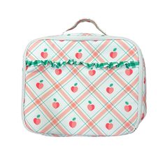 ALL SALES FINAL. No Refunds/Exchanges on Warehouse Sale items.Add a little sweetness to your day with our Peaches Plaid Ruffle Lunch Bag! Perfect for school and beyond, this bag brings a touch of girly charm to your lunch routine. Say goodbye to boring brown bags and hello to playful plaid and ruffled fun. Lunchtime has never been this sweet! Insulated Exterior pocket Full size: 10 x 12 x 3 Care Instructions: Hand wash Spot Clean Lay flat to dry Cute Back To School Cosmetic Bag, Cute Rectangular Picnic Bag, Cute Lunch Bag For Back To School, Cute Back To School Lunch Bag, Cute School Lunch Bag For Back To School, Bee Clothing, Kids Pjs, Brown Bags, Kids Sleepwear