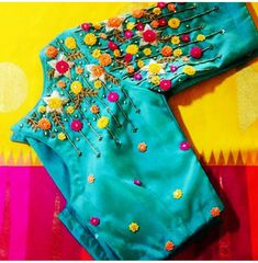 Blouse Designs Printed, Simple Maggam Work Blouse, Simple Maggam Work, Floral Blouse Designs, Chiffon Blouses Designs, Blue Blouse Designs, Boat Neck Blouse Design, Maggam Work Blouse, Kids Blouse Designs