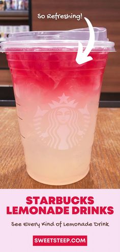 starbucks drink with the words starbucks lemonade drinks on it and an arrow pointing up