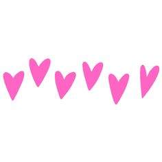 pink hearts are lined up on a white background