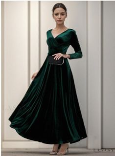 Lasaky - Womens Velvet Long Sleeve Midi Dress with V-Neck Green Velvet Dress Midi, Green Velvet Dress Long, Emerald Green Velvet Dress, Maternity Evening, Long Dress Black, Velvet Dress Long, Maxi Long Dress, Green Velvet Dress, Womens Sheath Dress