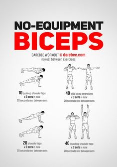 a poster with instructions on how to do no - equipment biceps for men