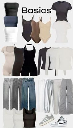 Minimal Basic Outfits, Basics Wardrobe Essentials Aesthetic, Building Wardrobe Basics, Fashion School Outfits Nyc, Minimalist Outfits Aesthetic, Outfit Basics You Need, New Wardrobe Aesthetic, Closet Basics For Women, Basic Outfits Minimalist Wardrobe