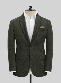 Green Tweed Suit, Grey Tweed Suit, White Linen Suit, Herringbone Tweed Jacket, Royal Blue Suit, Herringbone Suit, Black Oxford Shoes, Green Tweed, Herringbone Fabric