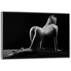 a naked woman sitting on the floor in black and white canvas wall art prints for sale