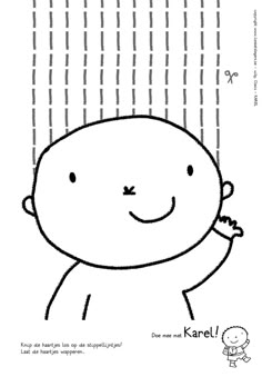 a black and white drawing of a baby in the shower with rain coming from it