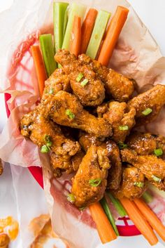 chicken wings with celery, carrots and celery sticks