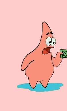 a cartoon character holding money in his hand