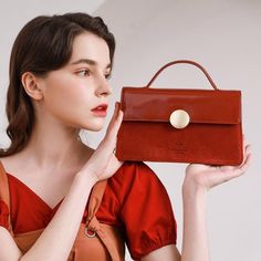 Buy Brick Red Vintage Leather Handbags Foldover Square Crossbody Purses Worldwide Free shipping and return, color: Red , material: Genuine Leather Vintage Leather Handbag, Cheap Purses, Fall Handbags, Popular Handbags, Bags For Teens, Lv Bags, Diy Handbag, Cute Handbags, Handbags Affordable