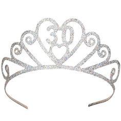 Make a birthday celebration sparkle with this Glittered Metal '30' Tiara. The perfect accessory for the birthday royalty turning 30, this tiara features a dazzling design that is sure to stand out. The Party Aisle™ | The Party Aisle™ Glittered Metal "30" Tiara in Silver | 6 | Wayfair Party Tiara, Birthday Tiara, Beautiful Tiaras, 70th Birthday Parties, Birthday Party 21, 30th Birthday Parties, 40th Birthday Parties, 70th Birthday, Milestone Birthdays