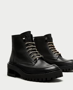 Image 3 of LINED LEATHER ANKLE BOOTS from Zara Hype Shoes, Timberland Boots, Leather Ankle Boots, Hiking Boots, Combat Boots, High Top Sneakers, Shoe Accessories, Zara