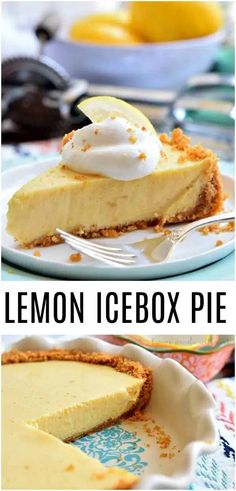 the lemon icebox pie is ready to be eaten