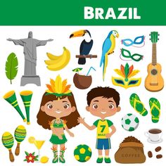 the brazil clip art is perfect for kids to use on their own wallpapers