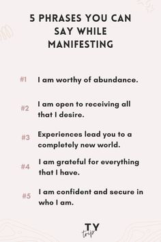 a poem that says, 5 phrases you can say while manifesing i am worthy to