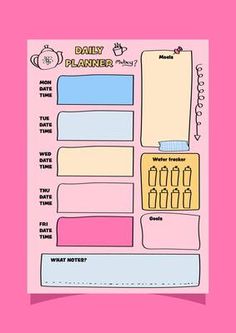 the daily planner sticker is shown on a pink background