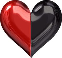 a red and black heart shaped object next to each other