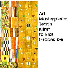 This lesson is an art history study of Gustav Klimt which includes information about the artist and a detailed lesson on how to create an interpretation of the painting "Design for the Stocletfries"" EACH lesson I offer has an art history lesson about the artist and CLEAR Snippets Art Lesson, Sewing Art Lessons For Kids, Foil Relief Art Lesson, Art Education Lessons Elementary, Art Elementary, Art Sub Lessons, Art History Lessons, Tears Art, Gustav Klimt Art