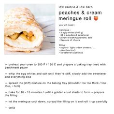 a recipe for how to make crepes and cream meringue roll with egg filling