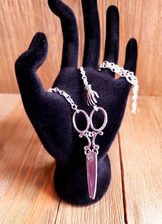 Steampunk Scissors, Victorian Scissors, Scissor Necklace, Scissors Hand, Cosplay Jewelry, Hand Necklace, Steampunk Necklace, Victorian Steampunk, Gothic Necklace