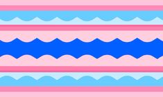 a pink and blue striped background with wavy lines