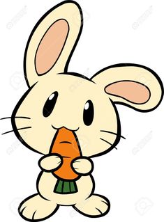 a cartoon rabbit holding a carrot in its mouth stock photo - 957982