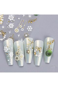 Christmas Nail Art Stickers Decals Golden Christmas Nail Stickers with Rhinestones 2PCS Snowflake Crystal Ball Xmas Tree Bow Design 5D Embossed Xmas Nail Decals for Holiday Nail Art Decorations Christmas Nail Decals, Tree Baubles, Christmas Nail Stickers, Snowflake Christmas Tree, Nail Art Stickers Decals, Holiday Nail Art, Christmas Tree Baubles, Snowflake Christmas, Nail Art Supplies