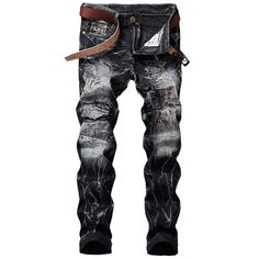 Applique Design Tie Dye Jeans - Black - 3S34501812 - Men's Clothing, Men's Bottoms, Men's Jeans  #MensJeans #Men's #Clothing # #Men's #Bottoms # #Men's #Jeans Dye Jeans Black, Ripped Jeans Casual, Ripped Jeans Style, Mid Waist Jeans, Hip Hop Jeans, Tie Dye Jeans, Ripped Jeans Men, Vintage Hip Hop, Cheap Jeans