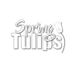 the words spring tulips are cut out from paper