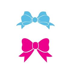 two bows with blue and pink on the top one has a large bow at the bottom